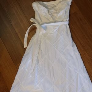 American Eagle White Patchwork Strapless Dress